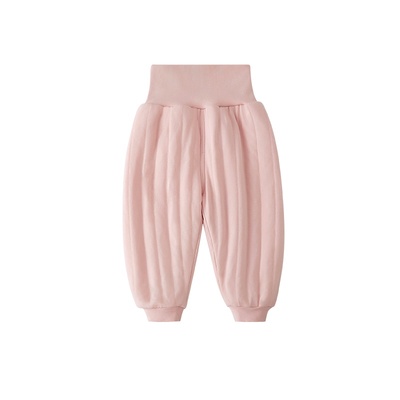 宝宝夹棉裤子秋冬季高腰护肚