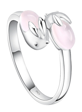 鱼月光石可爱女鱼月光石戒指尾戒