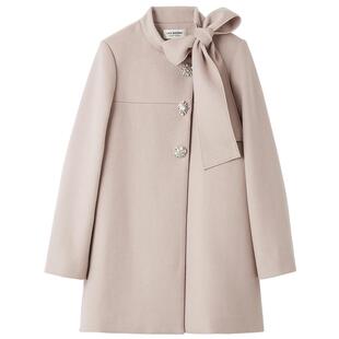 LILY BROWN2025秋冬新品蝴蝶结系带钻扣羊毛呢外套大衣LWFC255811
