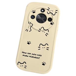 适用荣耀x50手机壳新款华为x50i十可爱线条猫honorx30i全包防摔外壳X40GT硅胶套女x20se卡通简约x10max高级感