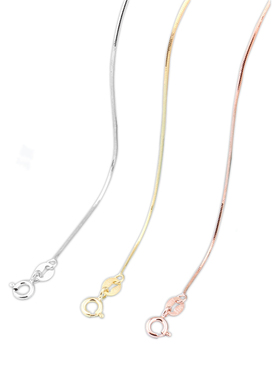 白金色18寸蛇骨链女项链S925纯银