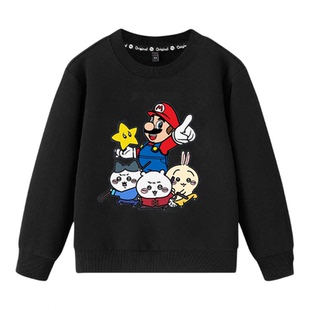 超级玛丽童装卫衣男童加绒外套春秋冬2025新款姐弟装圆领薄款长袖