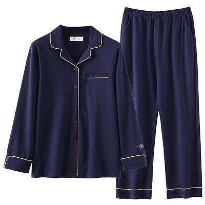 春秋款长袖女式全棉加大码睡衣