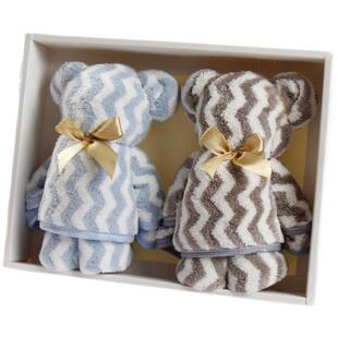 毛巾阳离子珊瑚绒礼盒2条单装小 熊吸水情侣男女伴手礼洁面干发巾