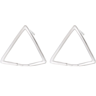 S925纯银几何形耳钉空托男女镶嵌草莓晶圆珠蜜蜡耳环珍珠耳钩空托