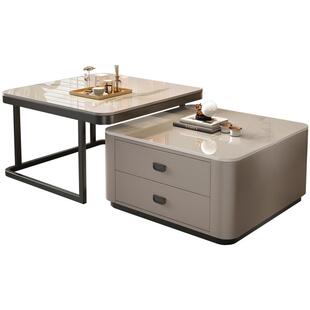 岩板茶几客厅家用轻奢现代方形可伸缩网红简约小户型组合茶几桌子