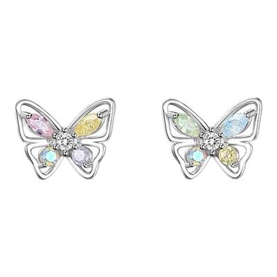 2024新款耳钉999纯银幻彩蝴蝶