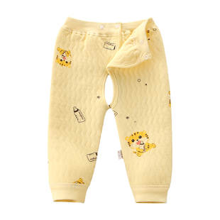 新生婴儿夹棉保暖裤冬季新款宝宝可调节开裆打底线裤无骨春秋单穿