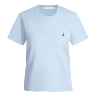 Navigare意大利小帆船蓝色短袖针织T恤女2026夏季休闲圆领体恤衫