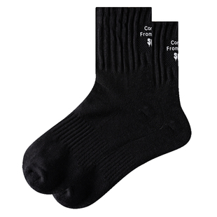 潮牌搭配拖鞋袜子男款夏季中筒袜纯棉紫色短袜女潮短筒运动袜夏天