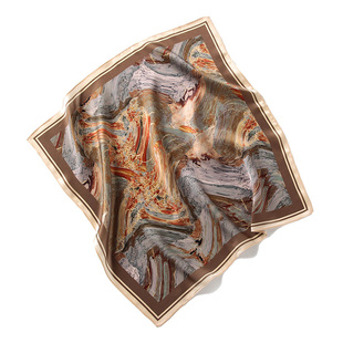 复古丝巾男士真丝小方巾高级感秋冬搭衬衫西装围脖护颈领巾围巾薄