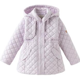 戴维贝拉女童防水棉服儿童夹棉外套棉衣2026新款冬装女孩连帽童装