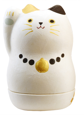 日本和纸陶器招财猫摆件小储物盒