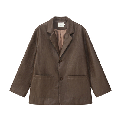 雾撞山野日系复古pu皮衣春秋高级感西装外套痞帅宽松美式街头夹克