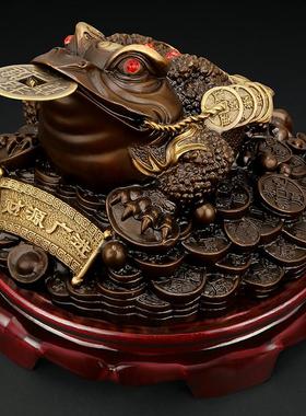 铜金蟾摆件三足蟾蜍店铺开业礼品纯黄铜招财家居客厅办公室装饰品