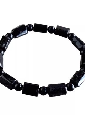 天然黑碧玺原石手链电气石