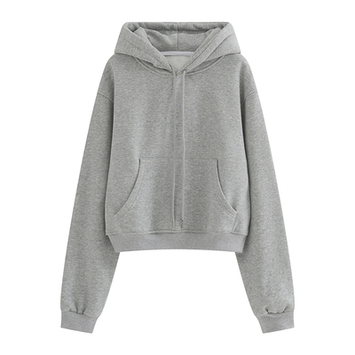 加绒宽松韩系短款连帽卫衣女