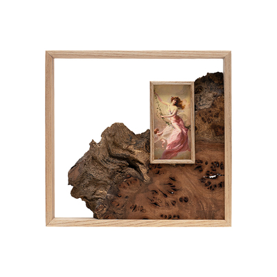 【孤品】侘寂风原木艺术榫卯画框实木艺术个性家居玄关装饰画相框