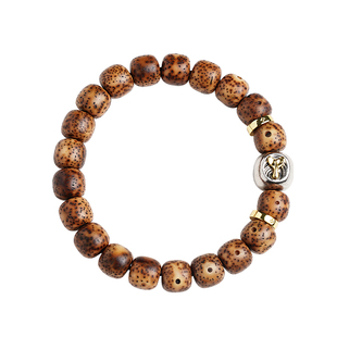 海南星月菩提手串虎皮陈籽20年老料文玩藏银配饰精品盘玩佛珠手链