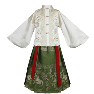 本格原创汉服女童冬装加绒明制对襟琵琶袖上衣织金马面裙中国风