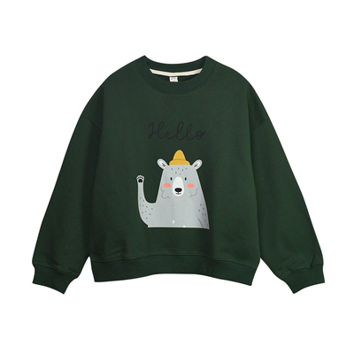 秋冬装男女墨绿卫衣全棉套头上衣