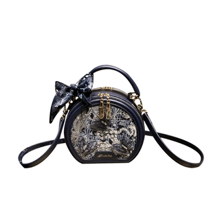 香港品牌包包女式2025新款国风通勤手提小圆包真皮单肩斜挎小包包