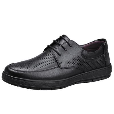 3515强人真皮皮鞋男夏季镂空透气