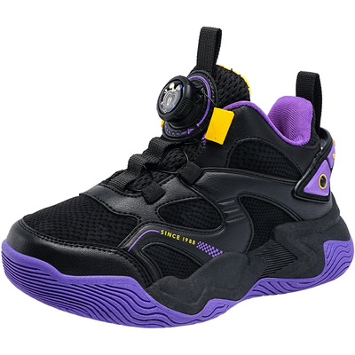 巴布豆男童鞋子2026新款冬季皮面加绒春秋款中大童女孩儿童运动鞋