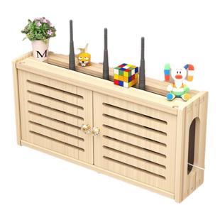 路由器放置架挂墙上实木机顶盒置物架无线光猫wifi收纳盒子遮挡箱