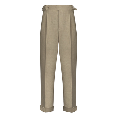 意式亚麻人字纹修身西裤长裤正装