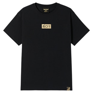 【荣耀使者】BOYLONDON短袖男女春夏烫金麦穗老鹰黑色T恤N01906