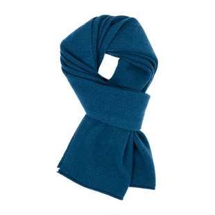 暮色蓝澳洲100%纯羊毛围巾女冬保暖高档氛围感披肩韩版藏蓝色围脖