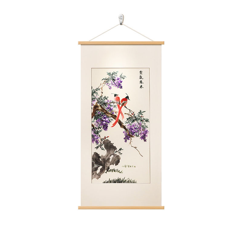 紫气东来玄关装饰画茶室禅意壁画