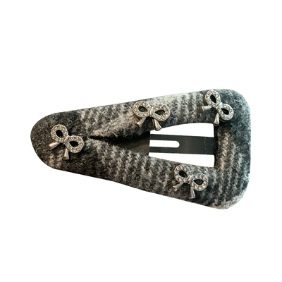 韩国甜酷少女质感毛呢水钻蝴蝶结BB夹无痕碎发夹刘海懒人掰掰边夹