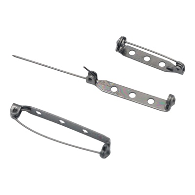 金属电镀有孔别针枪黑色铁质针徽章领花锁头保险胸针DIY饰品配件