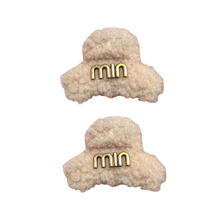 可爱小号毛绒毛毛抓夹女秋冬简约气质字母夹子头饰发夹侧边刘海夹