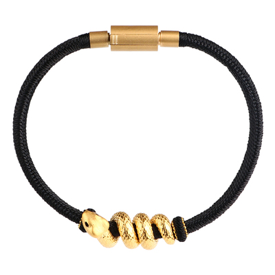 莫尘黄金手链本命年金蛇青丝手绳