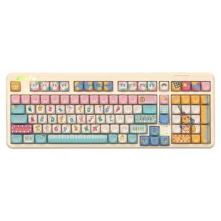 雷咖泽R102抓娃娃客制化机械键盘可爱圆润球帽三模蓝牙高颜值办公