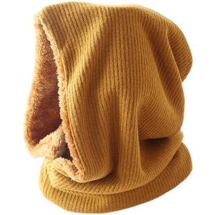 羊绒毛线帽子围脖一体女两用加厚脖套头秋冬季保暖针织护耳脖连帽