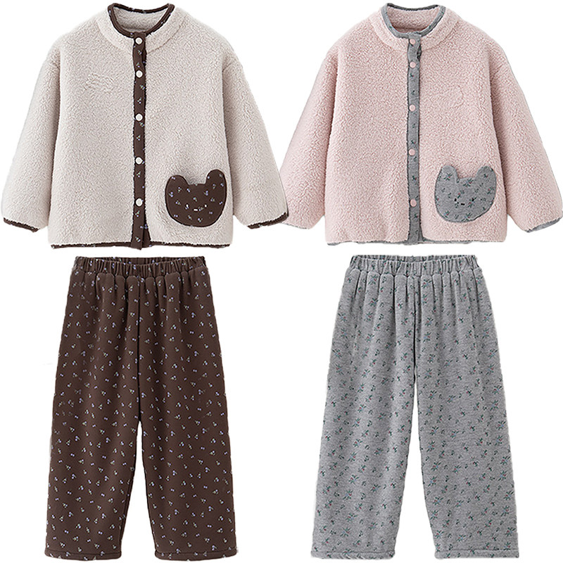 儿童秋冬棉花绒睡衣家居服一体绒
