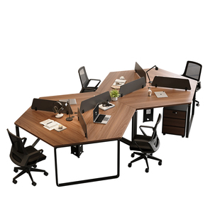 实木办公桌现代简约异形工业风员工桌多维工位桌组合屏风工作位