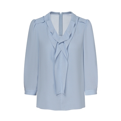 醋酸荷叶边领衬衫半裙两件套