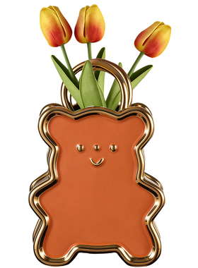 轻奢小熊提包花瓶摆件