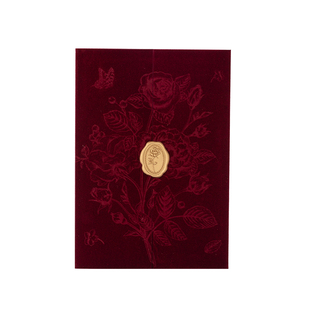 婚礼请柬丝绒布酒红邀请函高档轻奢西法式喜帖高级感火漆结婚请帖