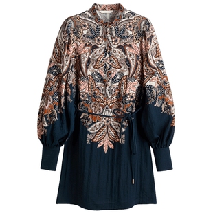 HM女装连衣裙冬季系带腰带气质春节氛围感连衣裙1320858