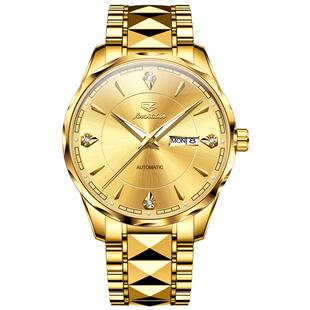 瑞士认证正品进口机芯手表男款全自动机械表防水商务18K金色男表