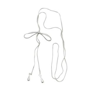 蝴蝶结流苏项链轻奢小众设计感可调节长款毛衣链配饰女款颈链首饰