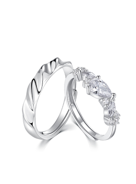 paraskors情侣纯银浪漫对戒戒指