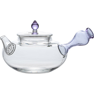 观岚玻璃侧把壶高硼硅耐热煮茶壶明火烧水壶精致泡茶壶透明煮茶器