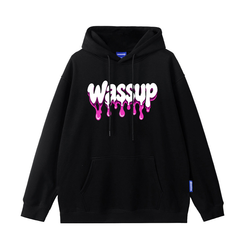 WASSUP潮牌重磅字母连帽卫衣男女